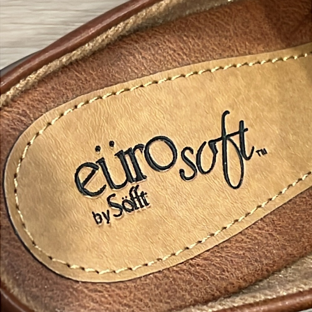 Euro Soft by Sofft Light Brown Leather Mules Braided Detail Size 6M - Picture 7 of 14